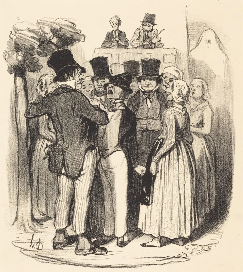Ah! Gringalet d'Paris... tu viendras faire danser... by Honoré Daumier