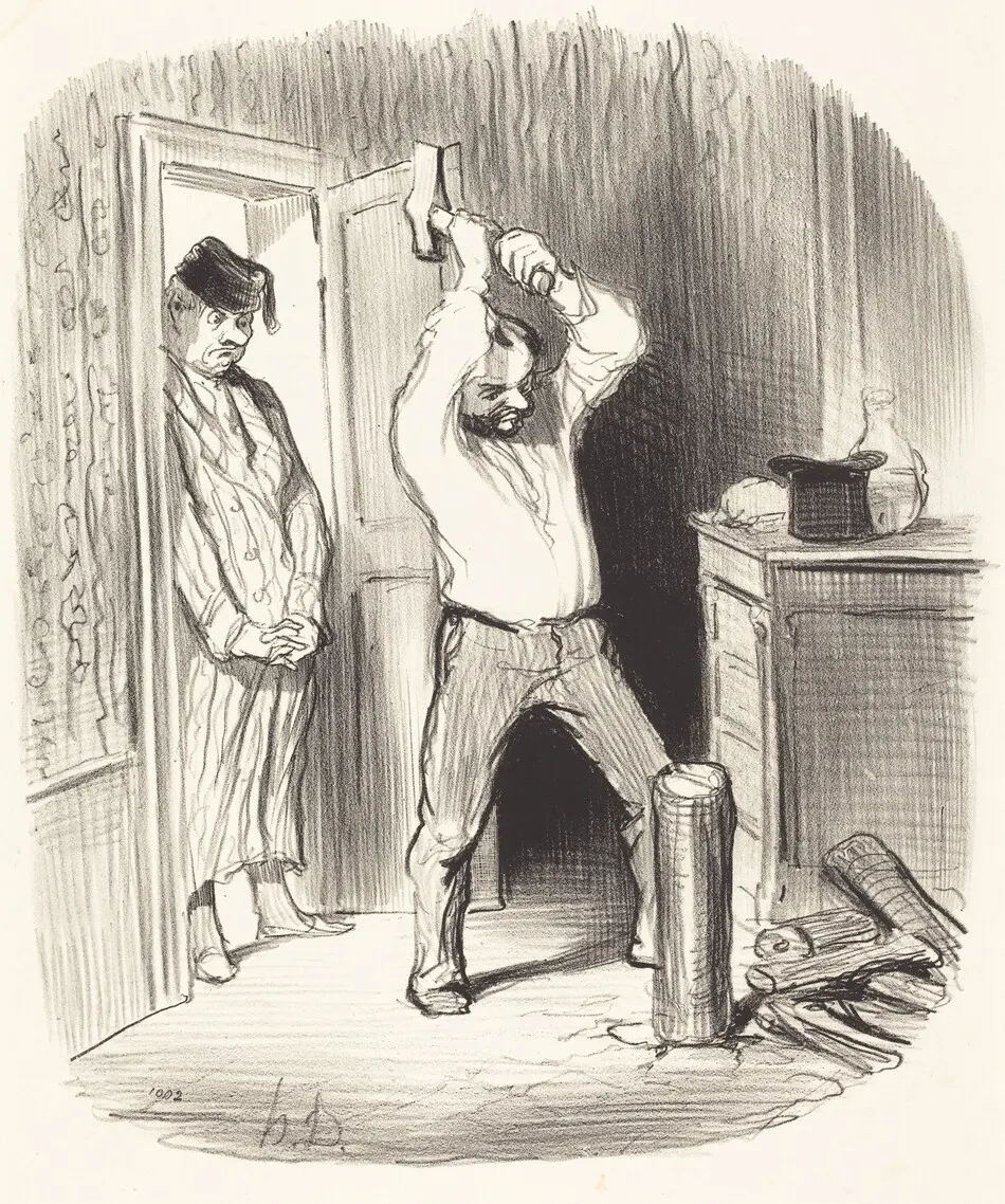 Est-il dieu permis... fendre du bois... by Honoré Daumier