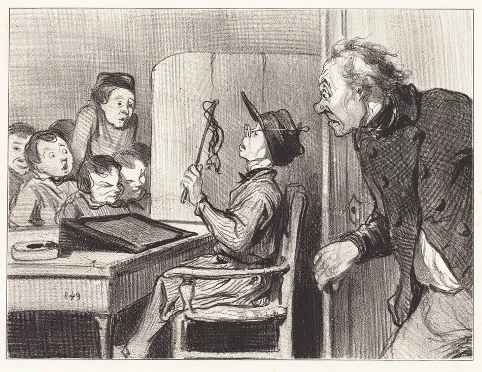 Attends... j'te vas en donner... du maitre d'école by Honoré Daumier