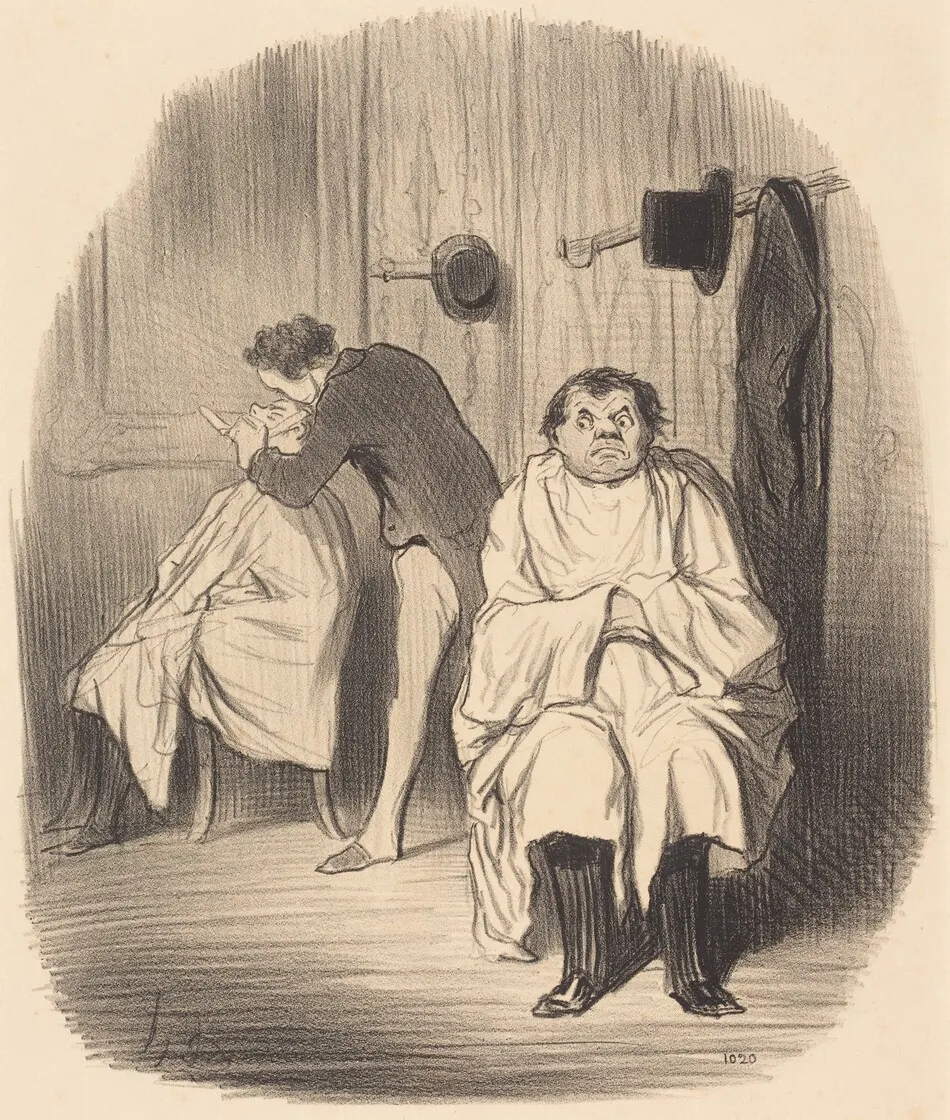 Diable!... il parait que le rasoir n'est guère bon... by Honoré Daumier