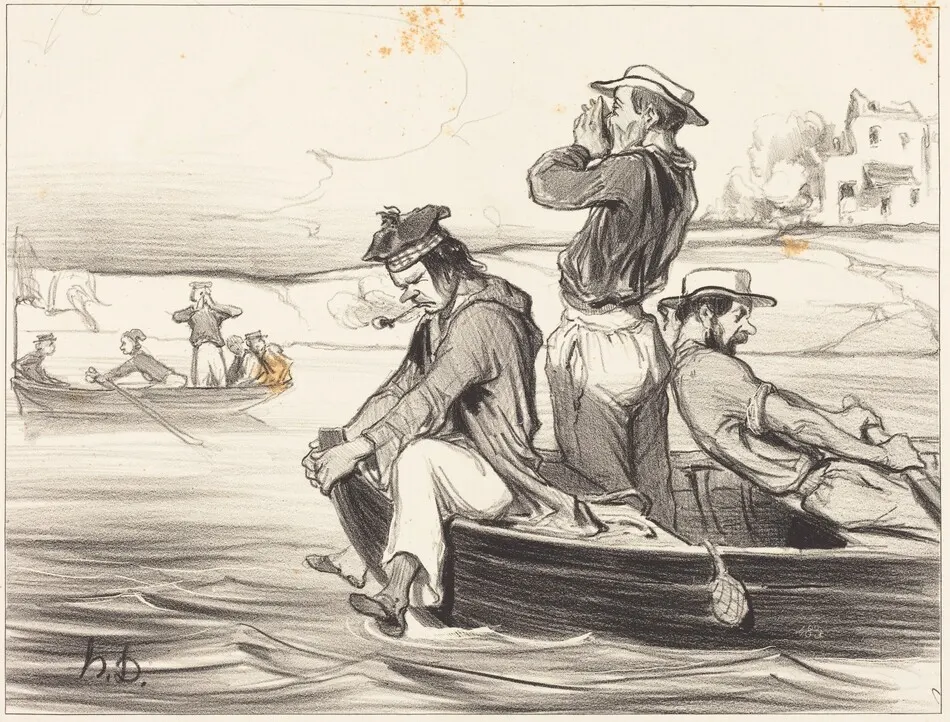 Une Rencontre en pleine eau by Daumier, Honoré