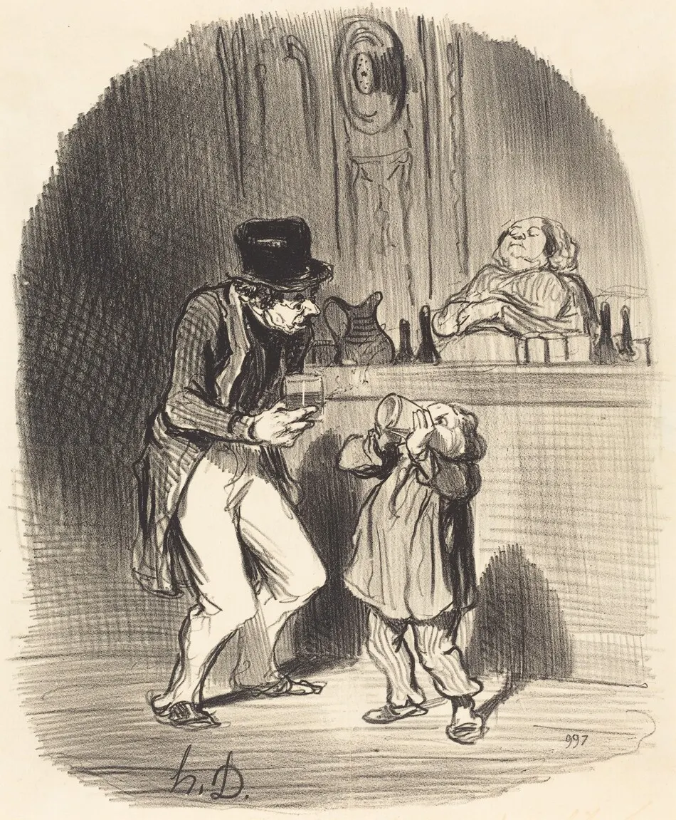 Un Père qui fait sucer à son fils... by Daumier, Honoré