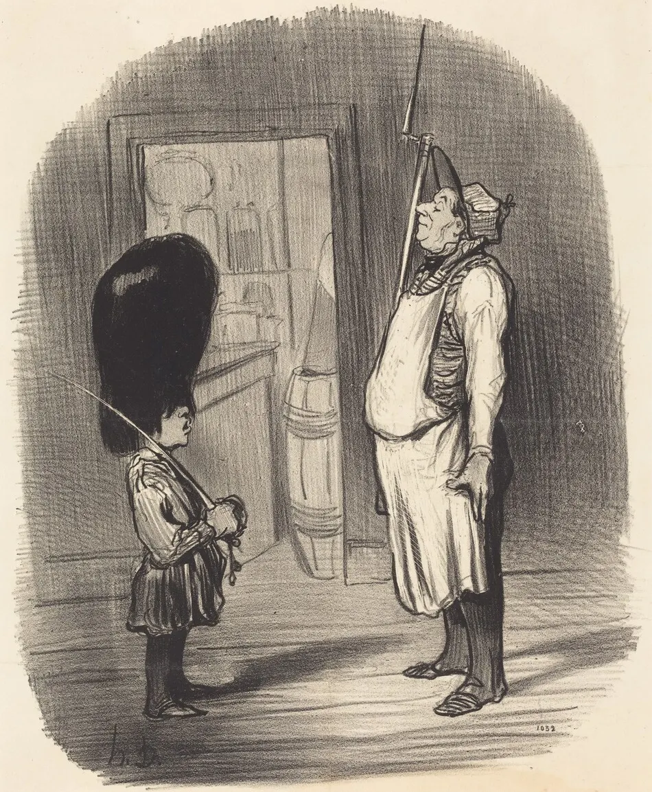 Une Famille chez qui réside l'instinct guerrier by Daumier, Honoré