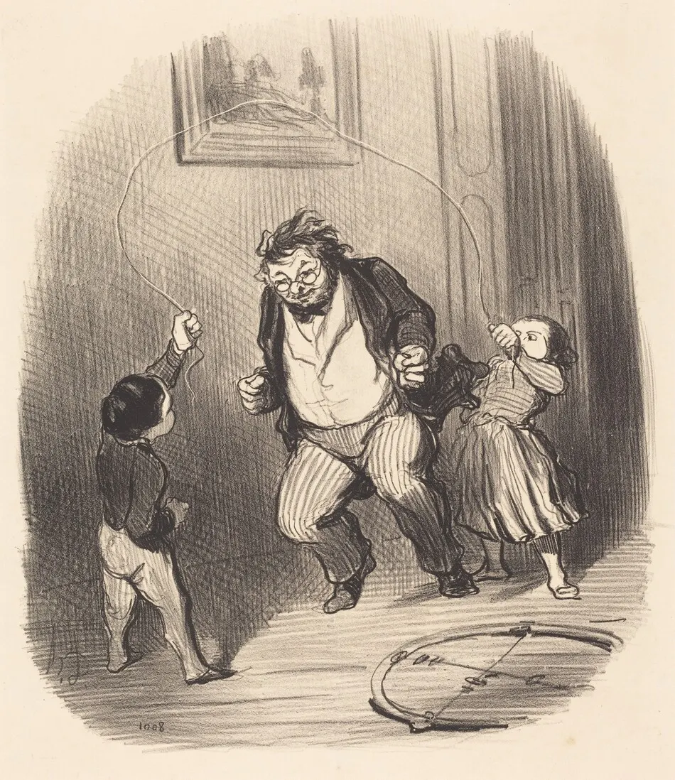 Allons, papa... encore... trente-deux tours!... by Honoré Daumier