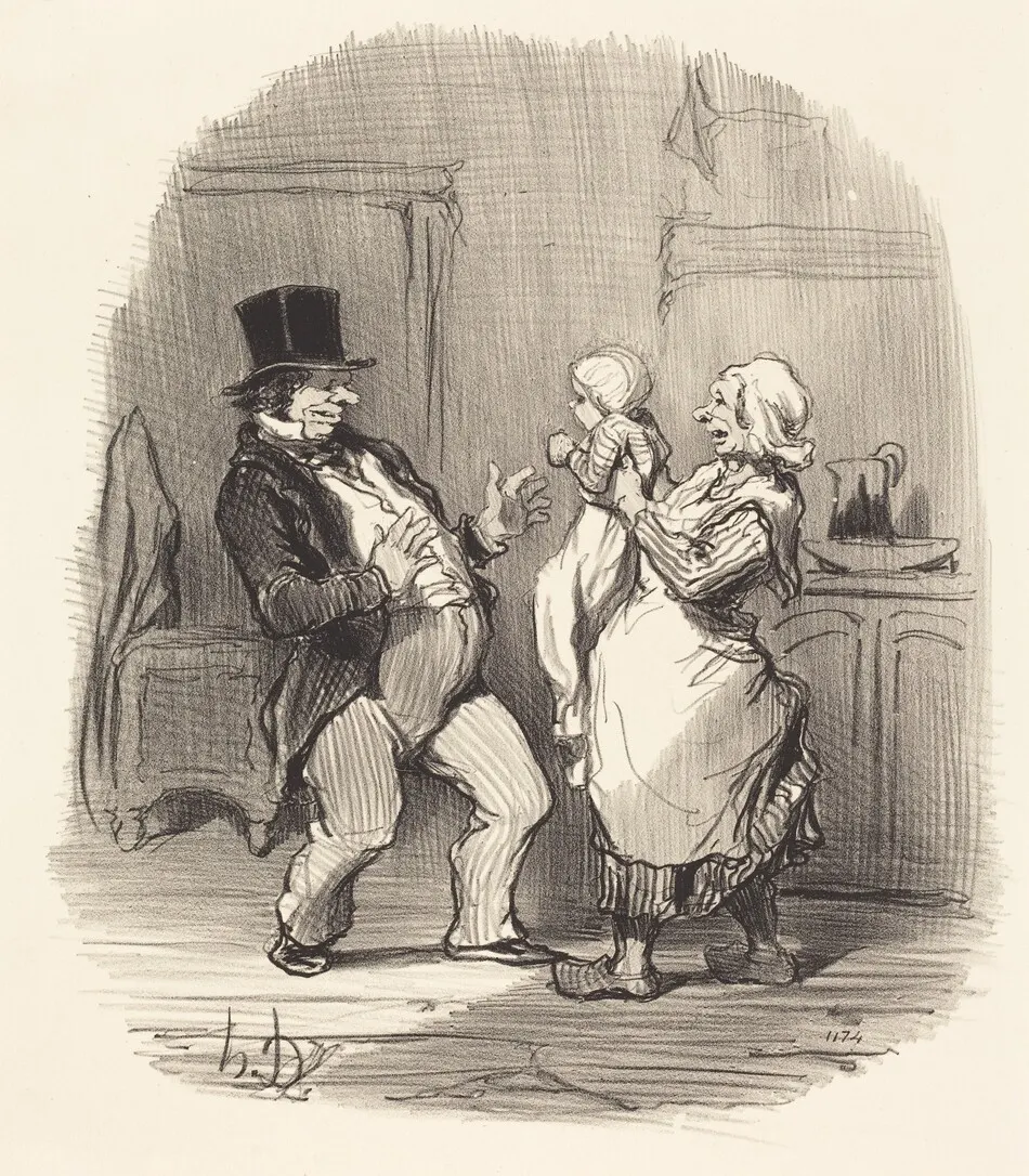 Ah! monsieur... faut pas lui rire comme ça... by Honoré Daumier