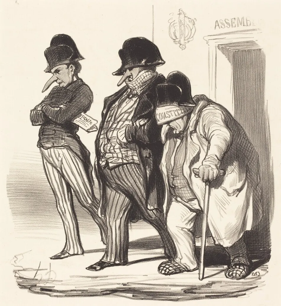 Les Journaux Napoléoniens sortant de l'Assemblée Nationale... by Honoré Daumier