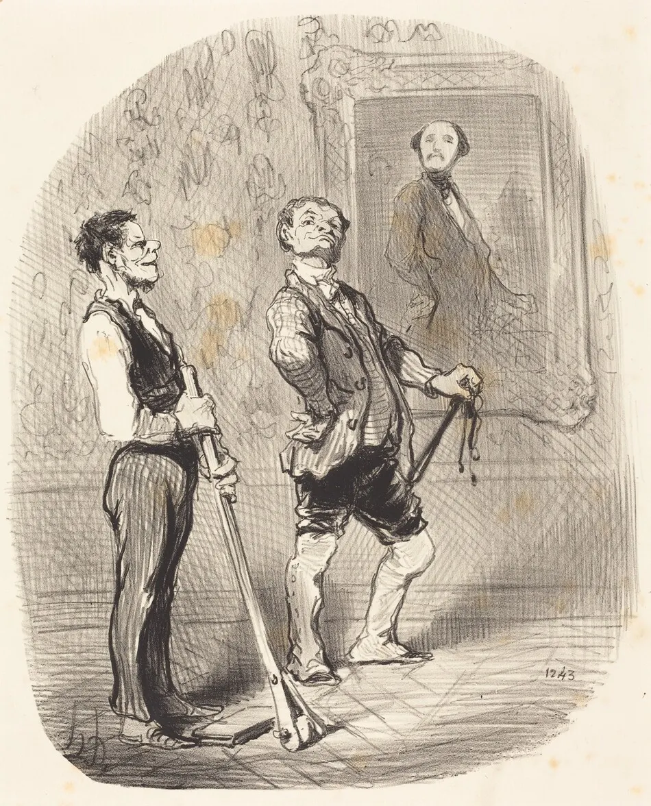 Il y a trois mois, m'sieu l'vicomte posait... comme ça... by Honoré Daumier