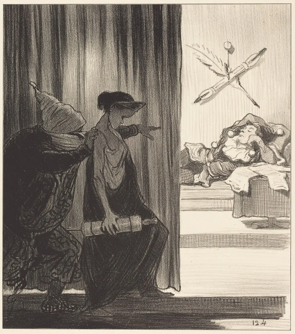 Clytemnestre poussée par mimi Véron... by Honoré Daumier