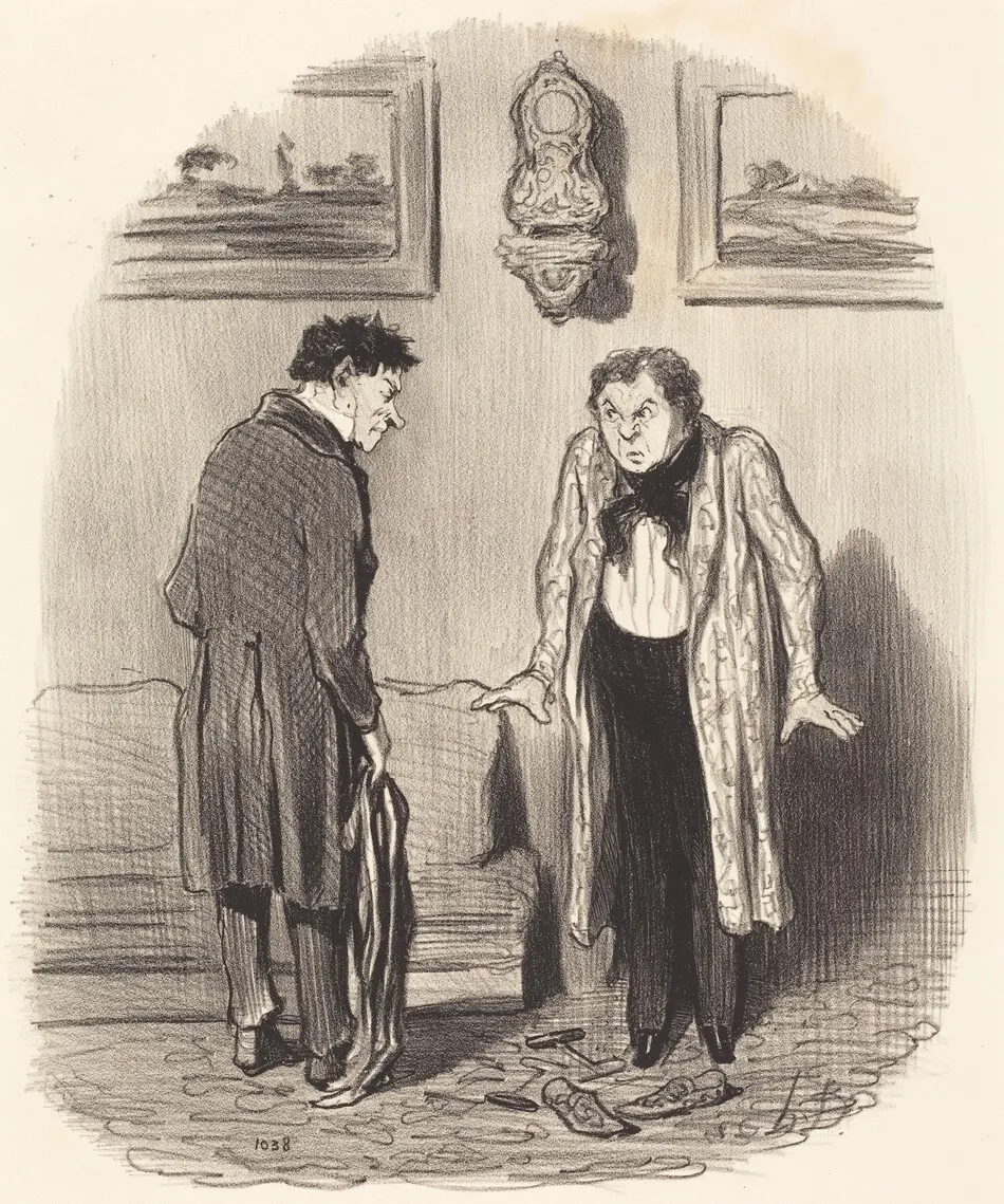 Mais quand je vous dis que je ne peux pas remuer les pieds... by Honoré Daumier