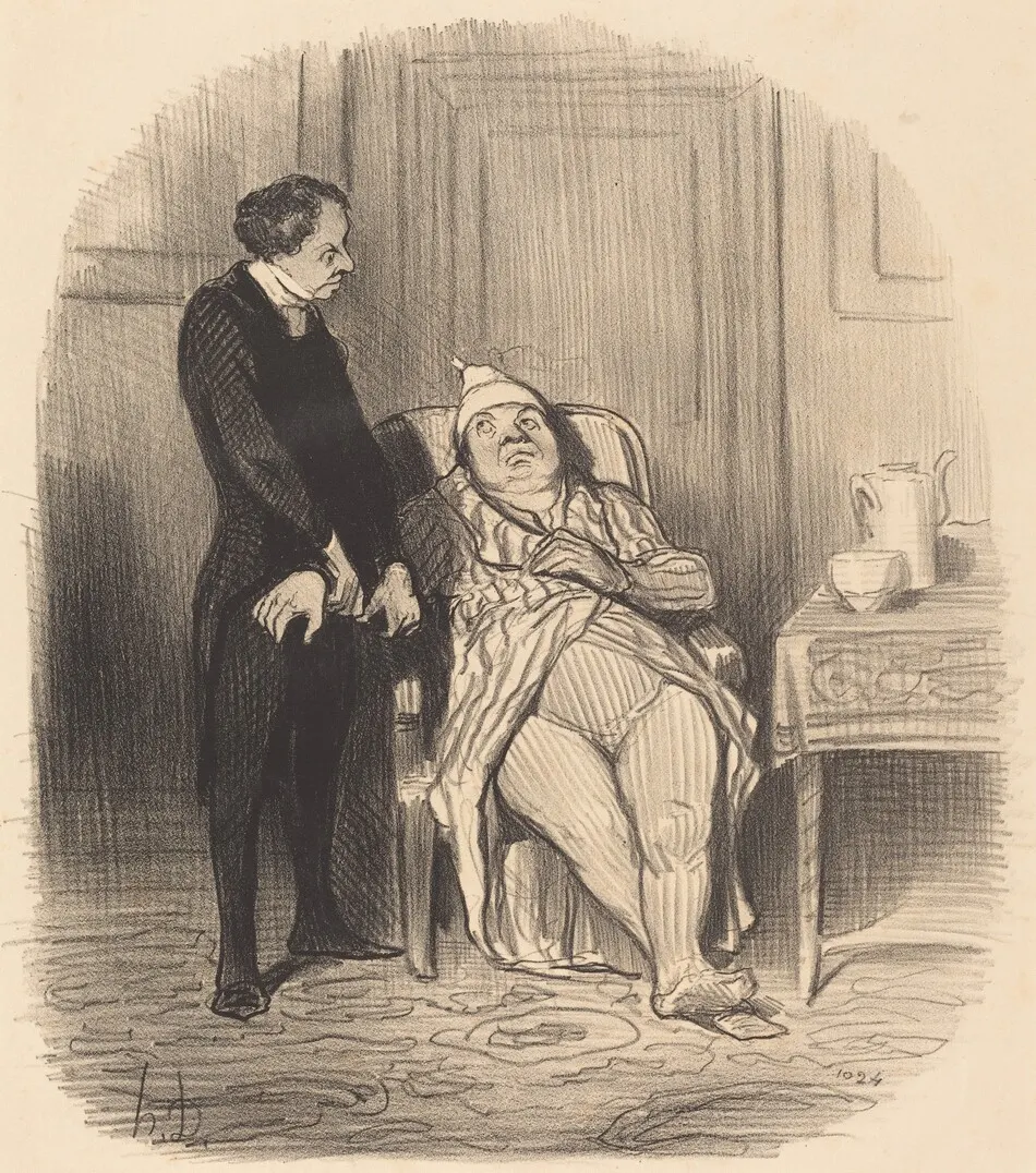 Ah! docteur... je crois... que j'suis poitrinaire! by Honoré Daumier