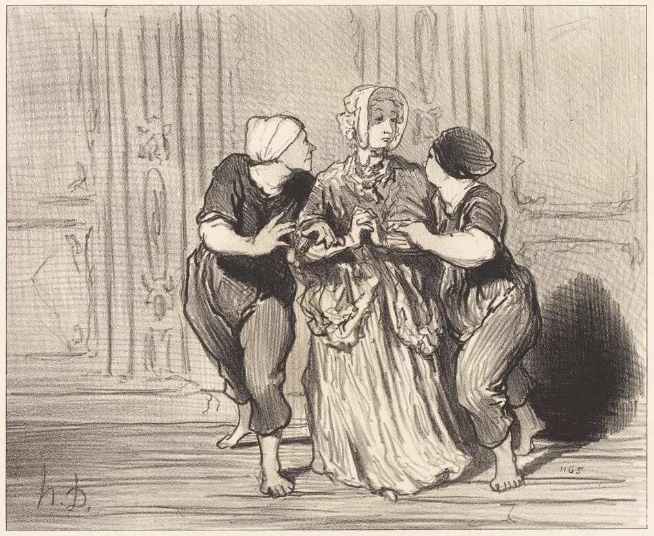 Le Beau sexe a l'école de natation by Honoré Daumier
