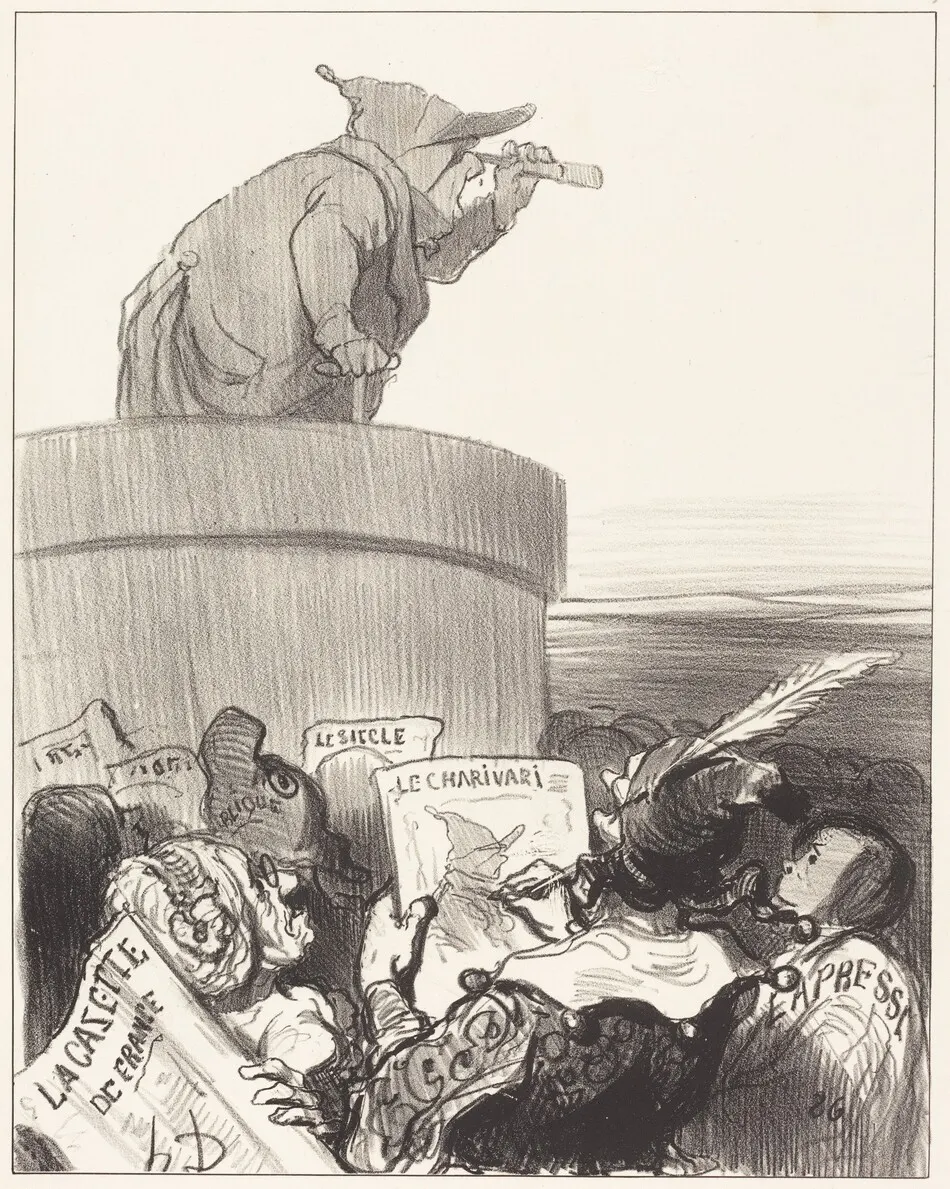 Le Constitutionnel contemplant l'horizon politique by Honoré Daumier