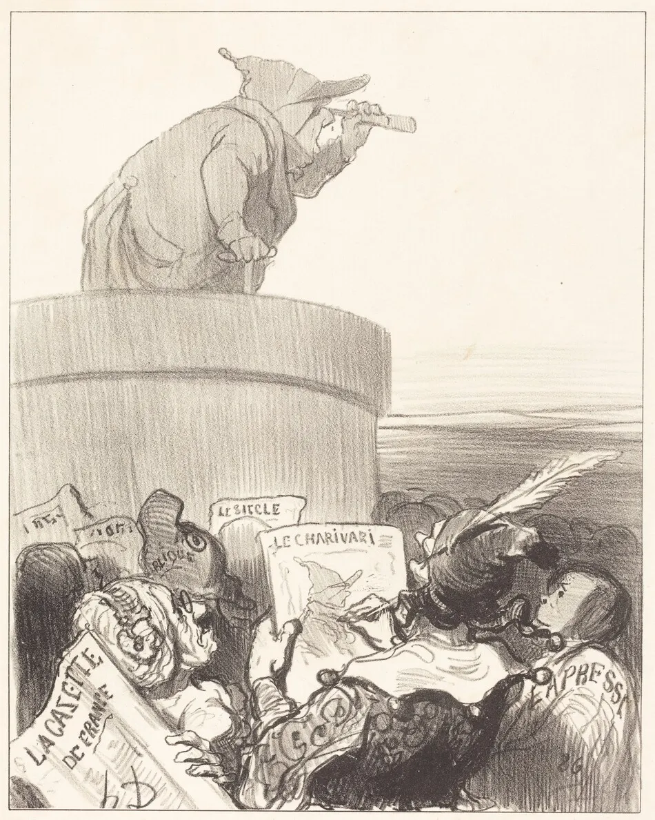 Le Constitutionnel contemplant l'horizon politique by Honoré Daumier