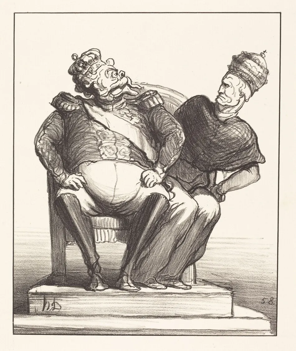 Trop étroit pour deux by Daumier, Honoré