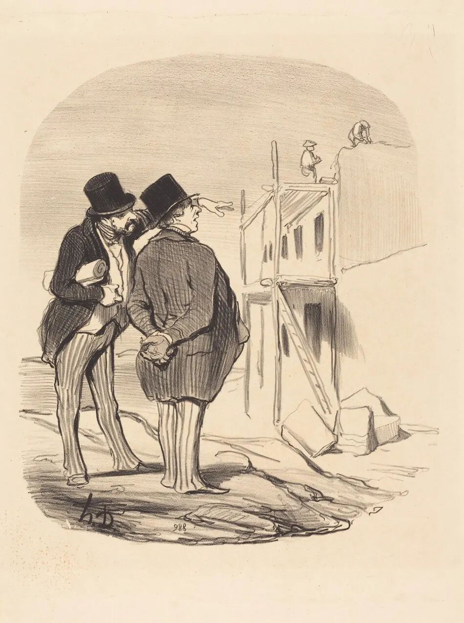 Two Men Amid Ruins by Daumier, Honoré