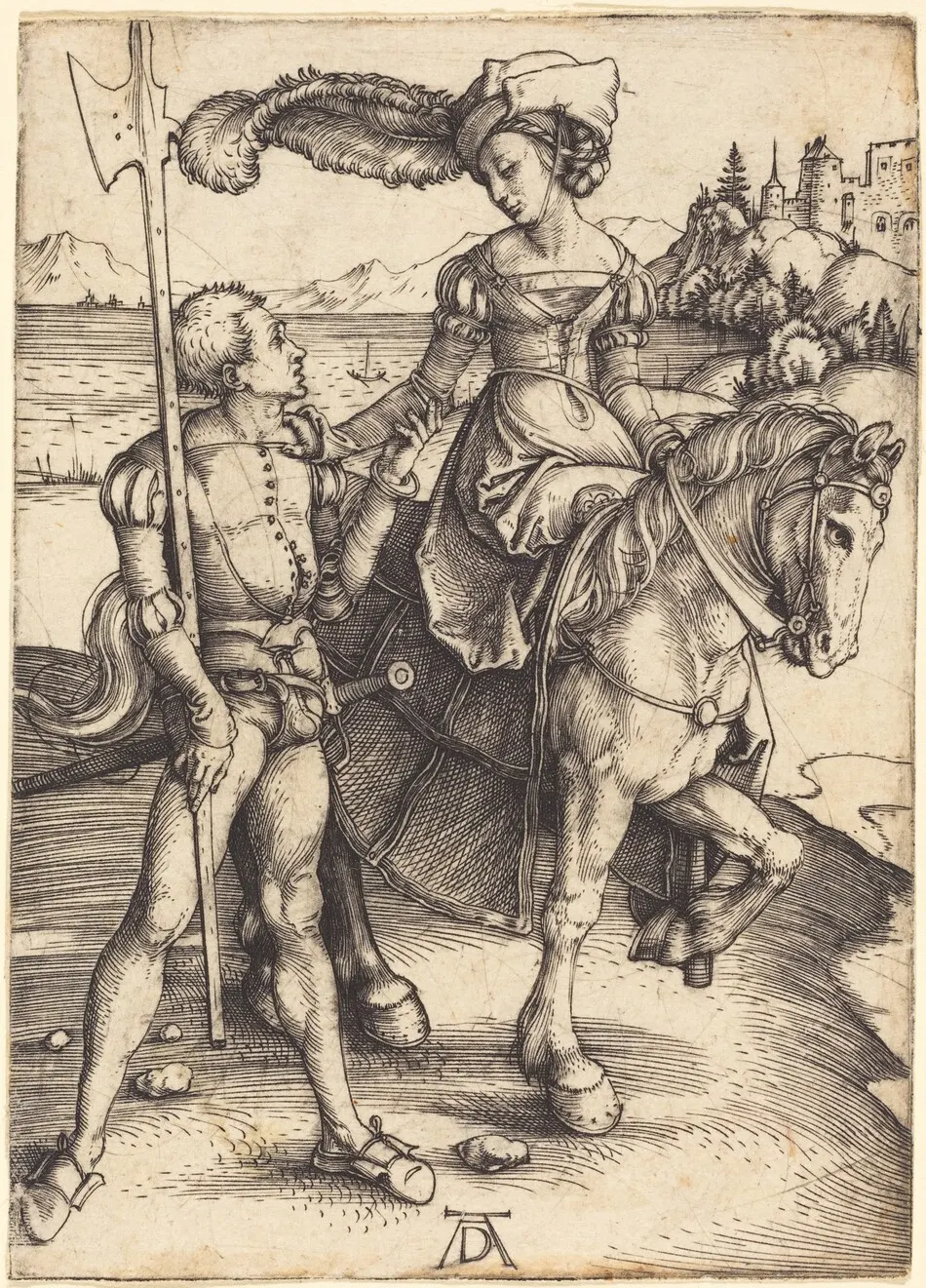 Lady on Horseback and the Lansquenet by Albrecht Dürer