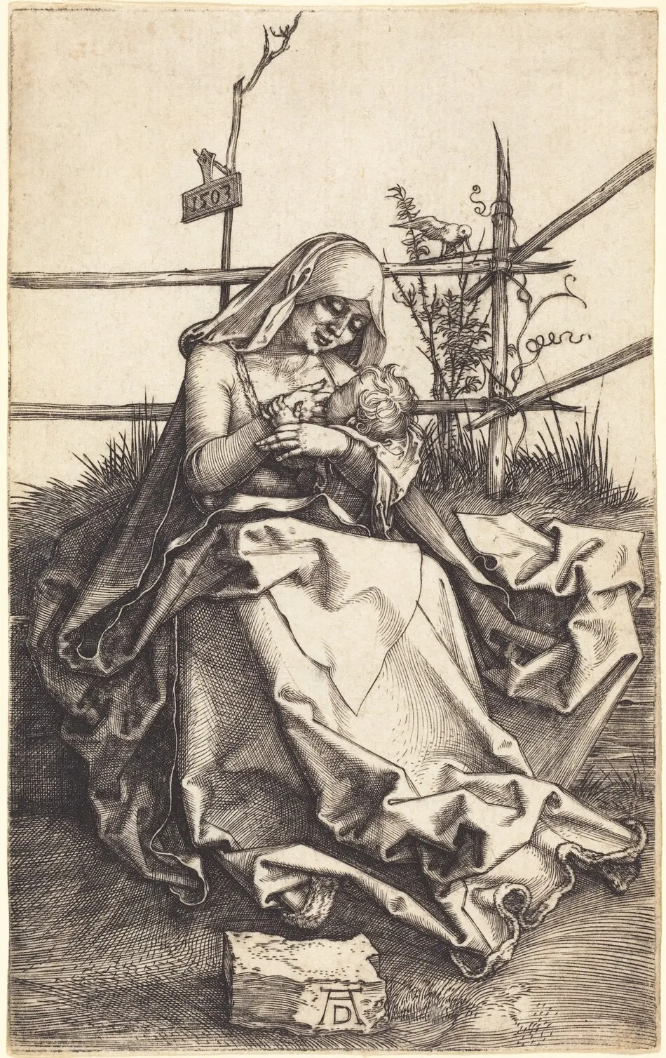 The Virgin and Child on a Grassy Bench by Albrecht Dürer
