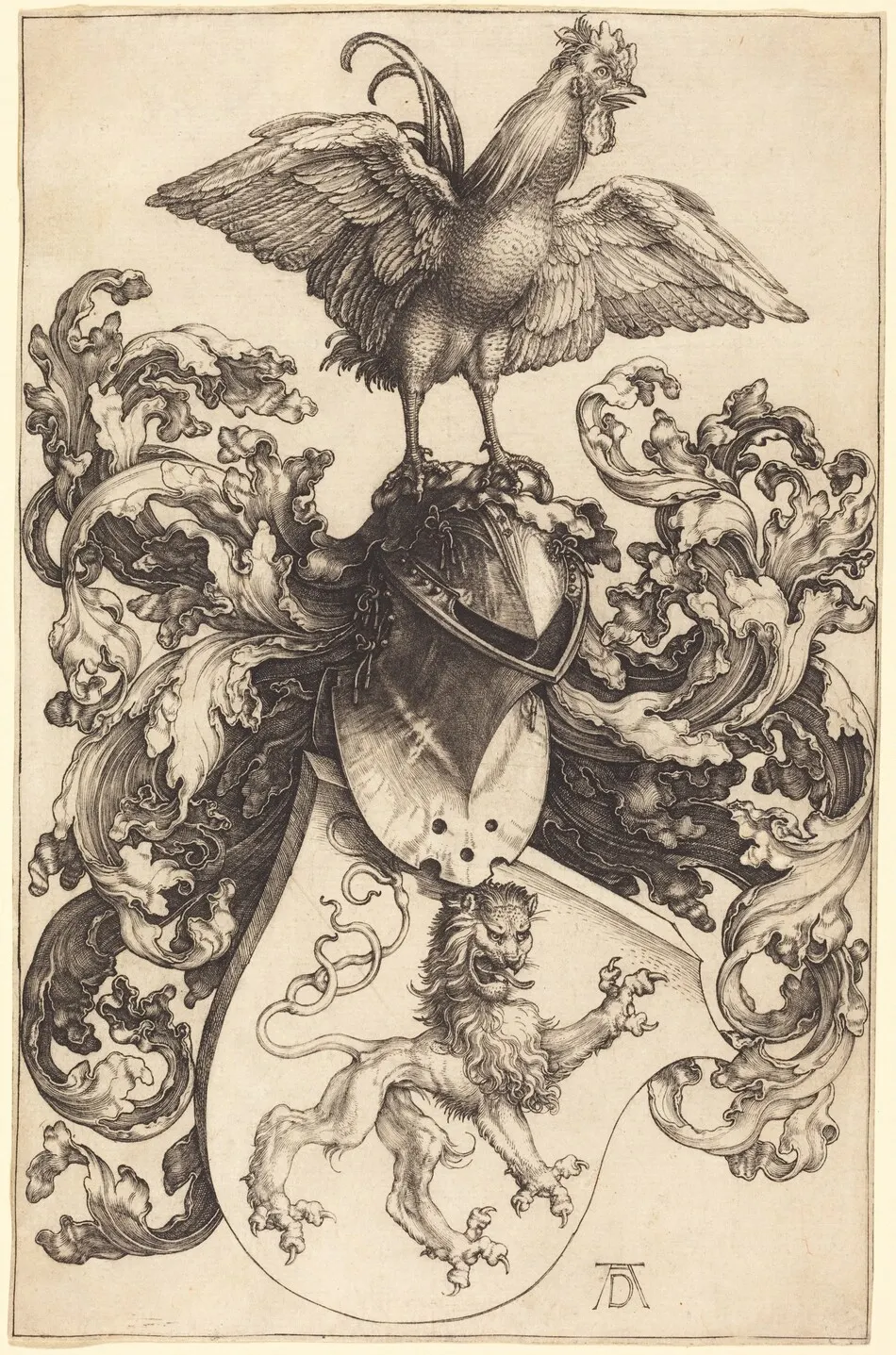 Coat of Arms with a Lion and a Cock by Albrecht Dürer