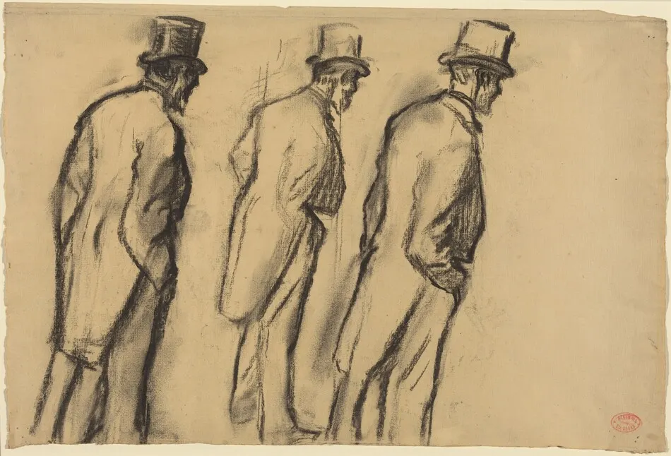 Three Studies of Ludovic Halévy Standing by Edgar Degas