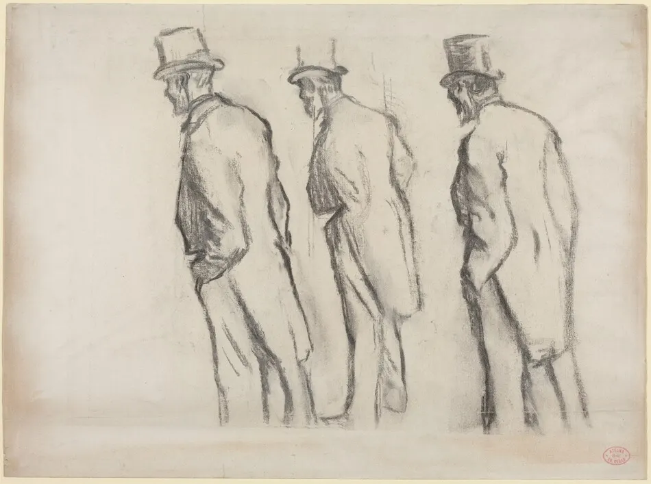 Three Studies of Ludovic Halévy Standing by Edgar Degas