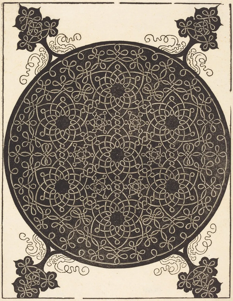 The Sixth Knot  (combining seven small systems of knots with black centers) by Albrecht Dürer