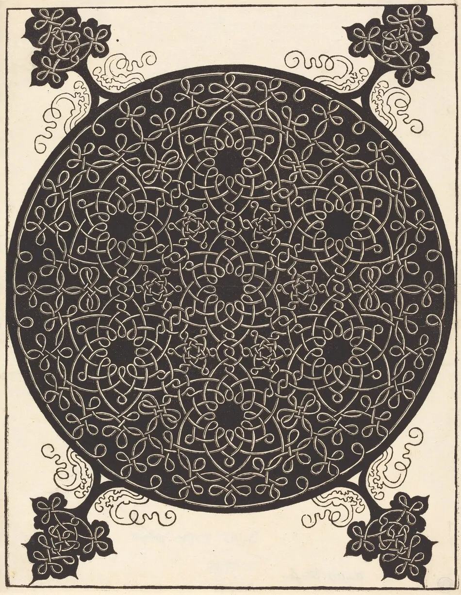 The Sixth Knot  (combining seven small systems of knots with black centers) by Albrecht Dürer