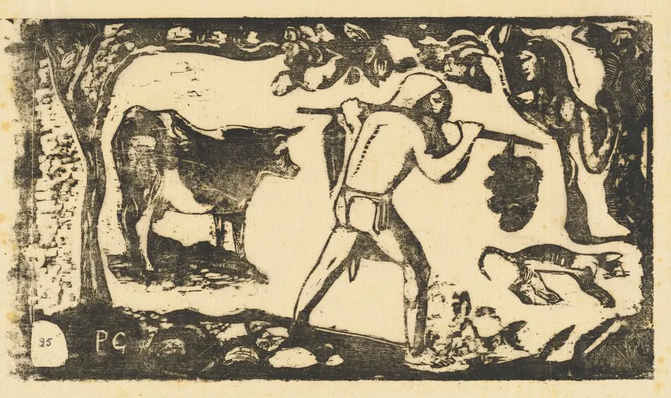 Tahitian Carrying Bananas (Le porteur de fei) by Paul Gauguin