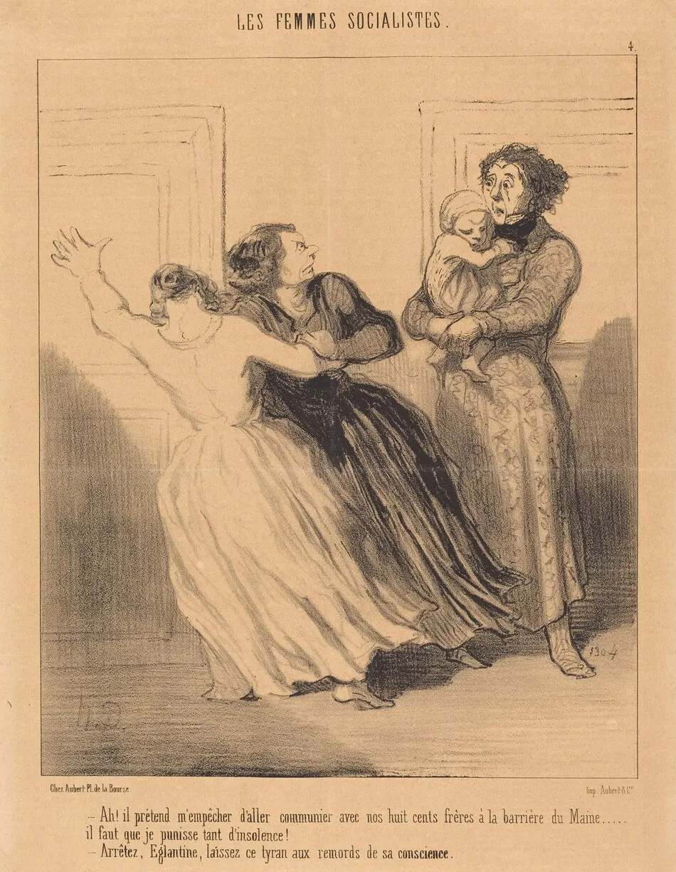 Ah! il prétend m'empêcher d'aller... by Honoré Daumier