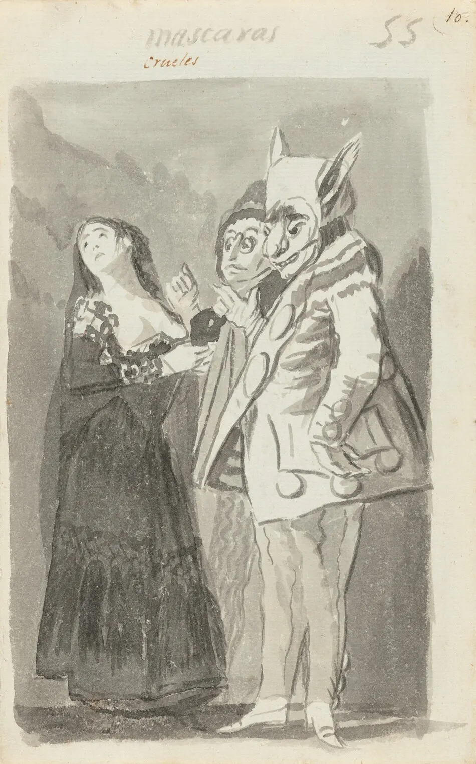 Mascaras crueles (Cruel Masks) [recto] by Francisco Goya