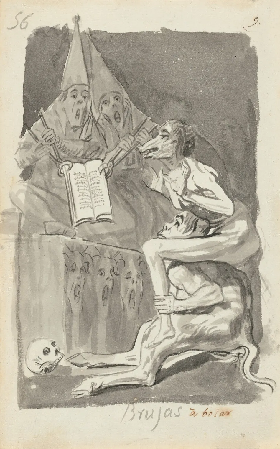 Brujas à volar (Witches Preparing to Fly) [verso] by Francisco Goya