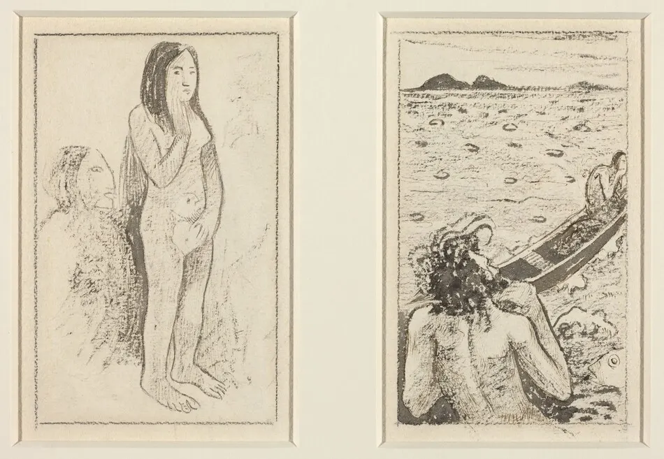 Parau No Te Varau Ino (left); Tahitian Legend (right) by Paul Gauguin