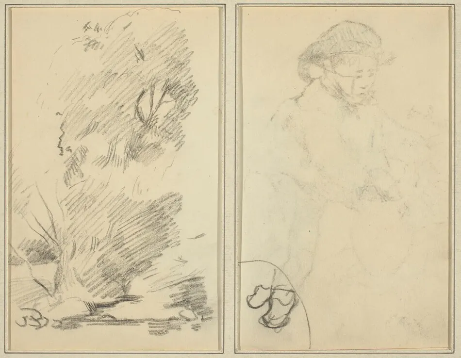 Trees; Sketch of Breton Boy [verso] by Paul Gauguin