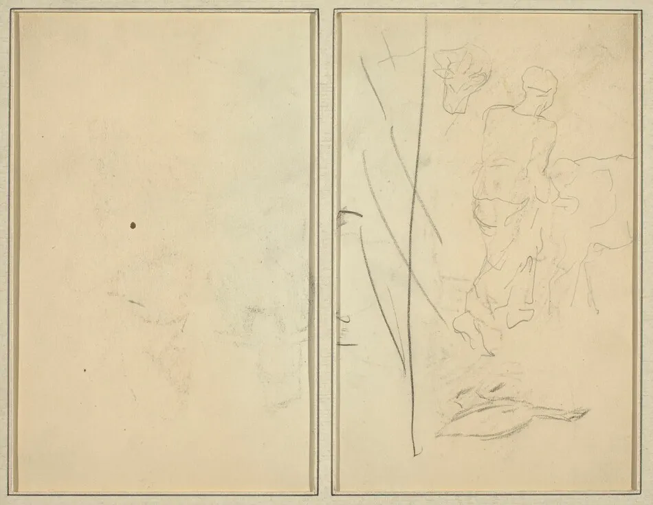 Woman with Cow, and Goose; Counterproof [verso] by Paul Gauguin