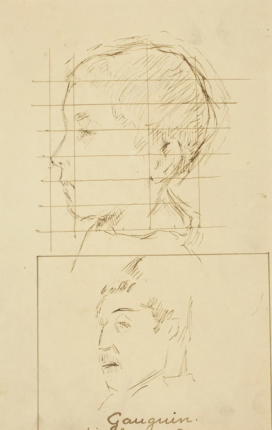 Heads of a Boy and a Man (Self-Portrait?) [verso] by Paul Gauguin