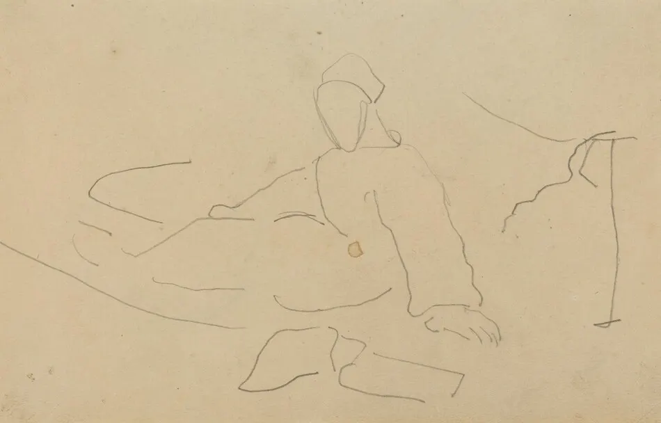 Figure Seated on the Ground [recto] by Paul Gauguin