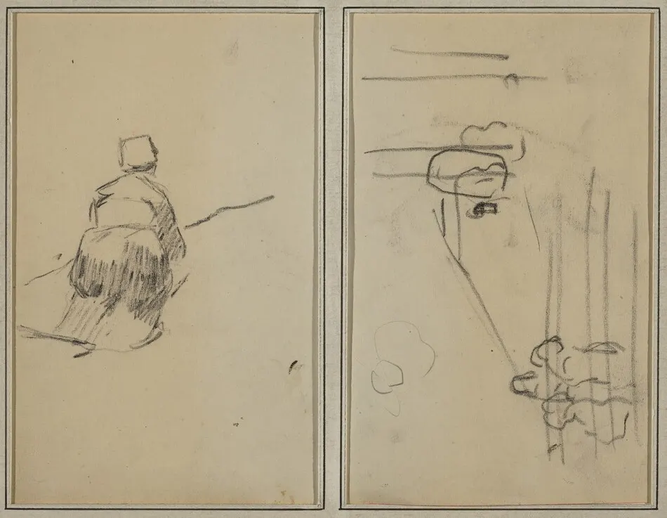 A Breton Woman Walking; Sketch with Stairs [verso] by Paul Gauguin