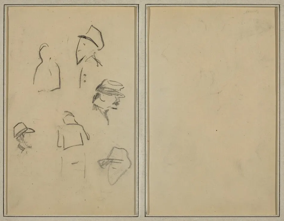Four Heads and Two Figures [verso] by Paul Gauguin