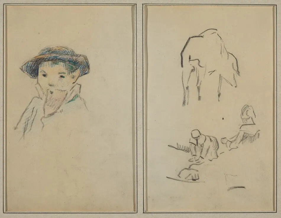 Little Breton Boy; A Pig and a Washerwoman [recto] by Paul Gauguin