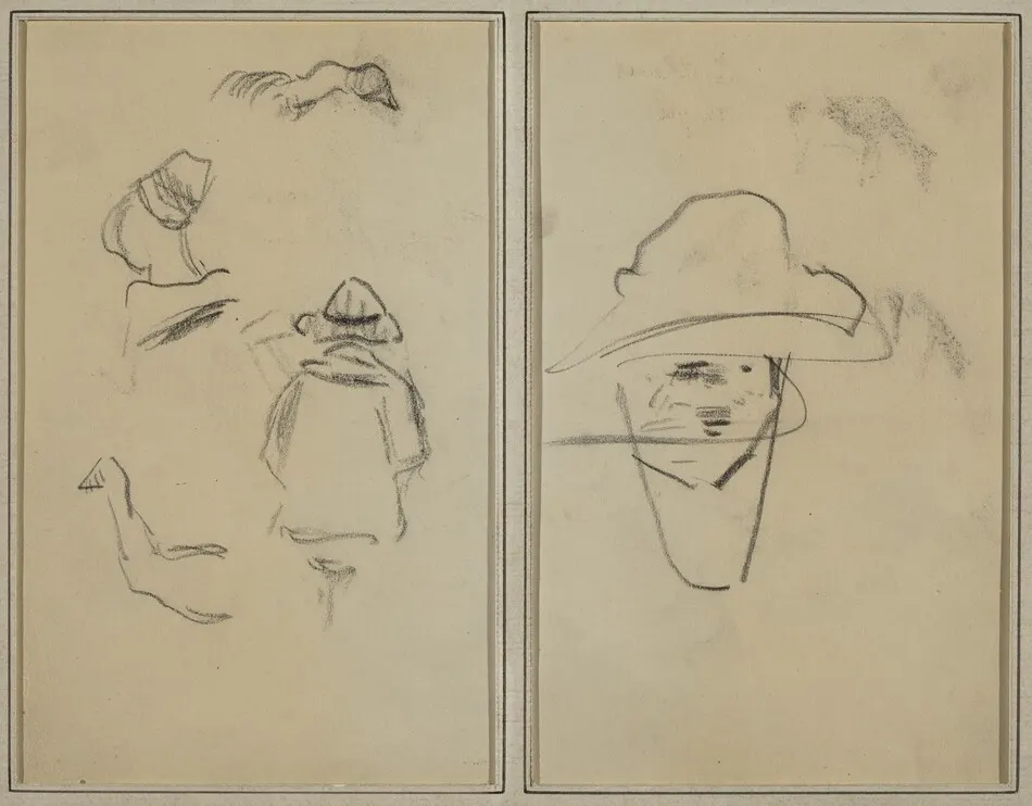 Two Breton Figures and Studies of Two Geese; Man Wearing Hat [verso] by Paul Gauguin