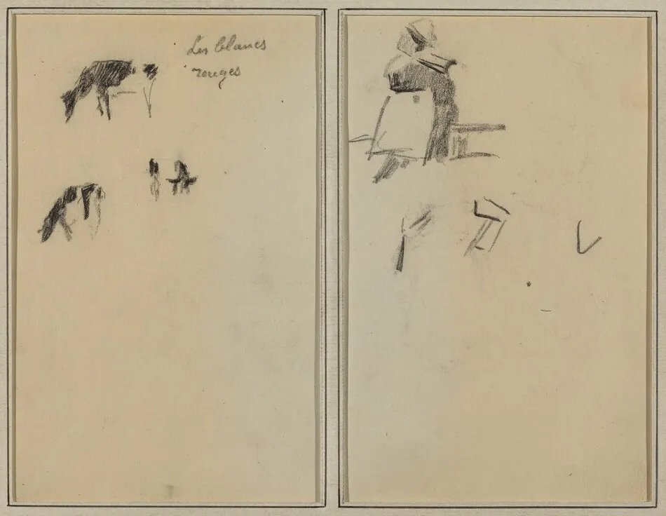Two Cows; A Seated Breton Woman [verso] by Paul Gauguin