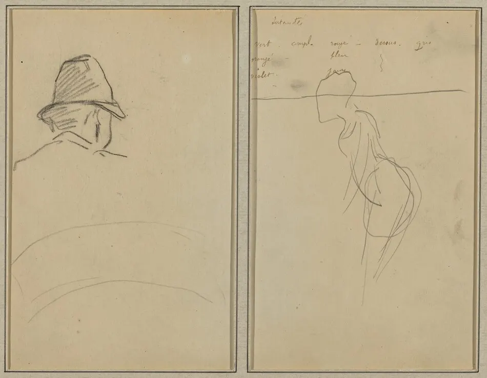A Head of Man with Hat, Seen from Behind; A Standing Woman [recto] by Paul Gauguin