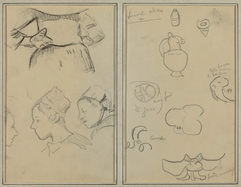 Four Studies of Breton Women; Shapes and Vases [verso] by Paul Gauguin