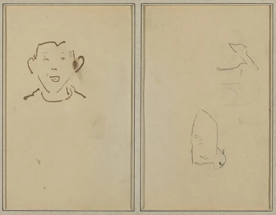 Boy's Face; Two Sheep [verso] by Paul Gauguin