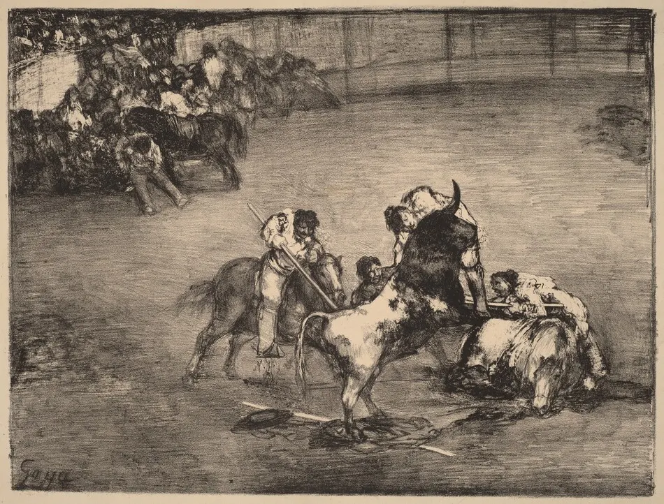 Picador Caught by a Bull by Francisco Goya