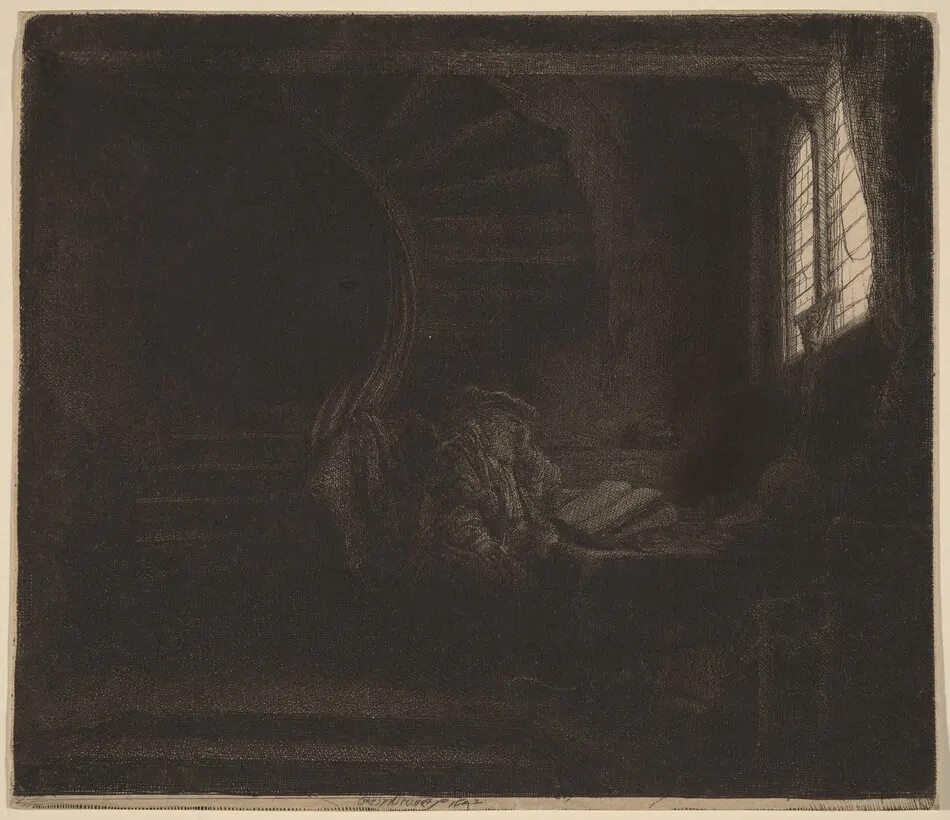 St. Jerome in a Dark Chamber by Rembrandt van Rijn