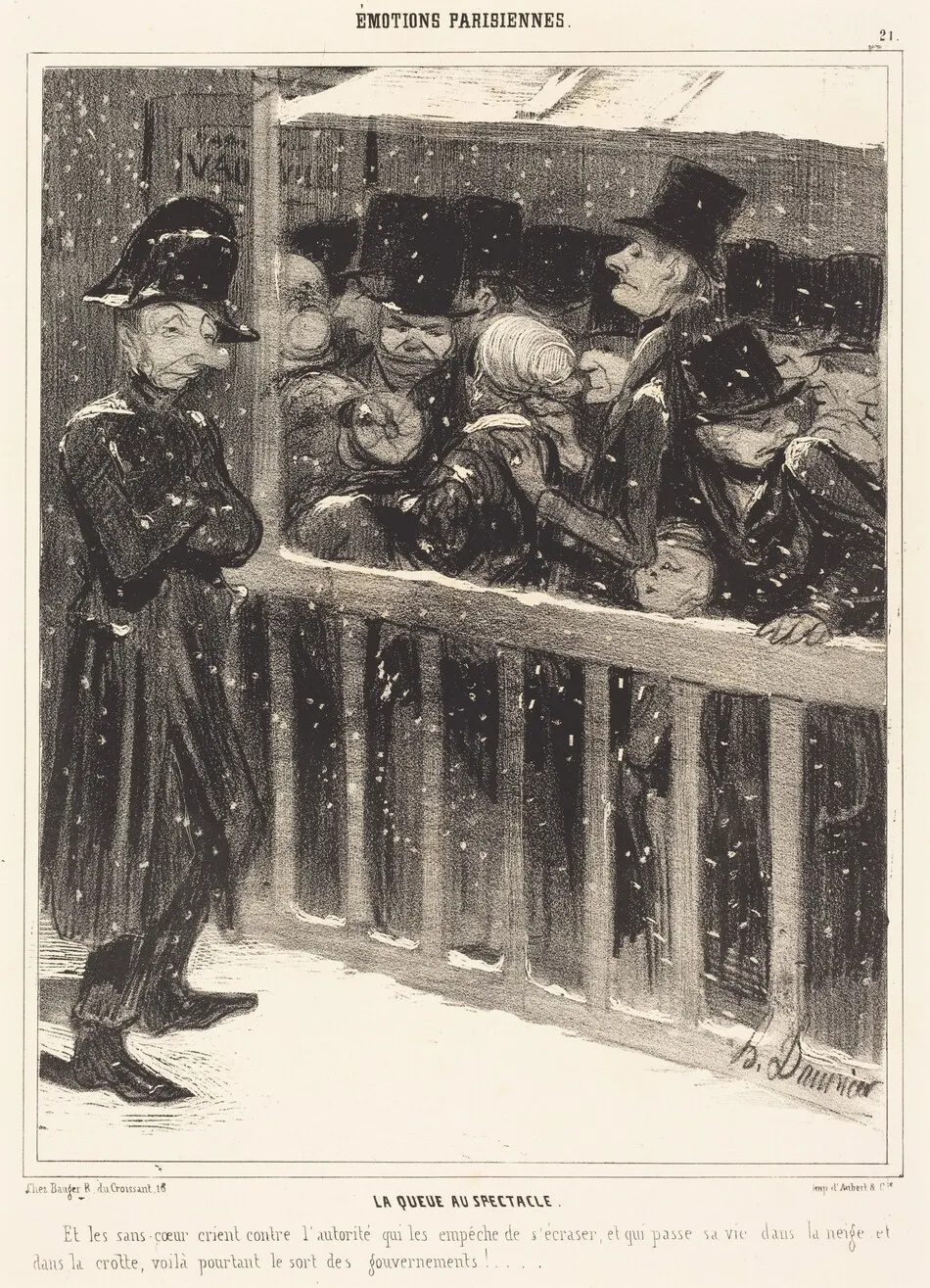 La Queue au Spectacle by Honoré Daumier