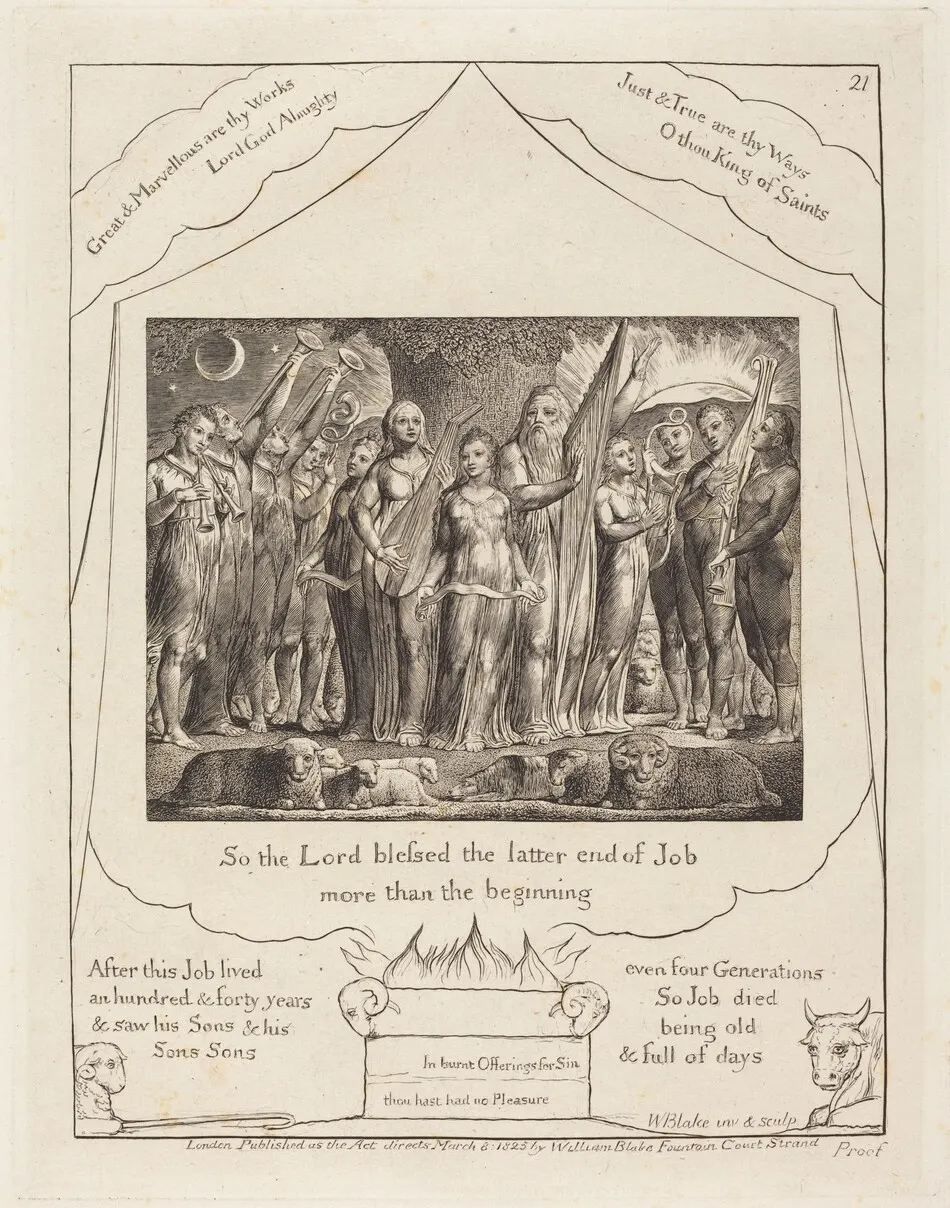 Job and His Wife Restored to Prosperity by William Blake