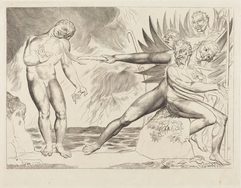 The Circle of the Corrupt Officials; the Devils Tormenting Ciampolo by William Blake