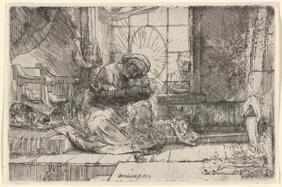 The Virgin and Child with the Cat and Snake by Rembrandt van Rijn