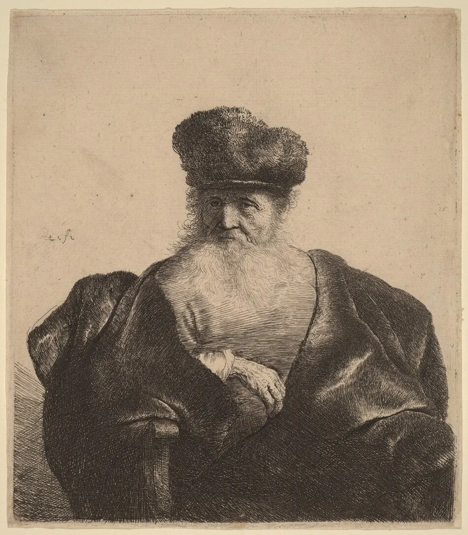Old Man with Beard, Fur Cap, and Velvet Cloak by Rembrandt van Rijn